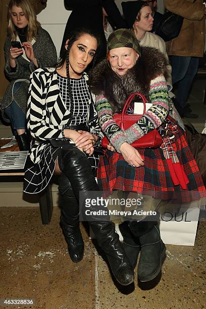 Artsit Ladyfag and editor Lynn Yaeger attend Ohne Titel runway show during MADE Fashion Week Fall 2015 at Milk Studios on February 12, 2015 in New...