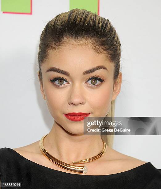 Actress Sarah Hyland arrives at the Los Angeles screening of "The Duff" at TCL Chinese 6 Theatres on February 12, 2015 in Hollywood, California.