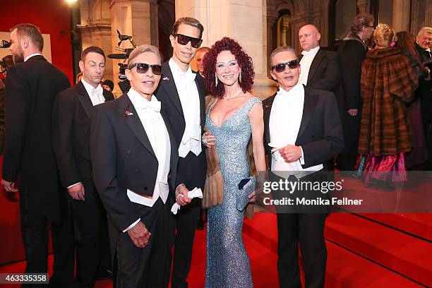 Christina Lugner and the Botox Boys, Arnold, Oskar and Florian Wess attend the traditional Opera Ball Vienna at State Opera Vienna on February 12,...