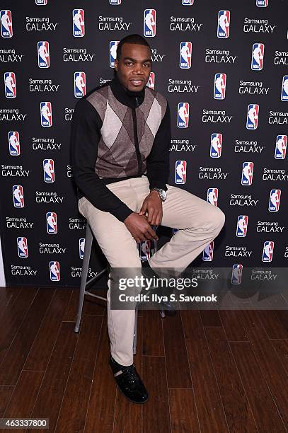 Paul Millsap attends the Samsung Galaxy Studio during NBA All Star 2015 on February 12, 2015 in New York City.