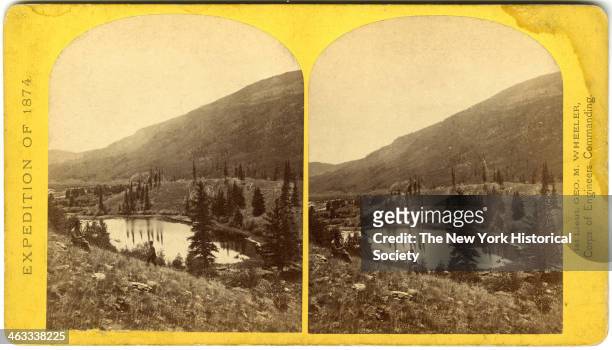 Beaver Lake, Conejos Canyon, Colorado. Wheeler Expedition - Explorations and Surveys West of the 100th Meridian. Boat expedition under Lieutenant...