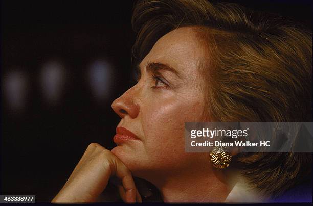 First Lady Hillary Clinton is photographed for Time & Life on October 1, 1993 at Yale University in New Haven, Connecticut.