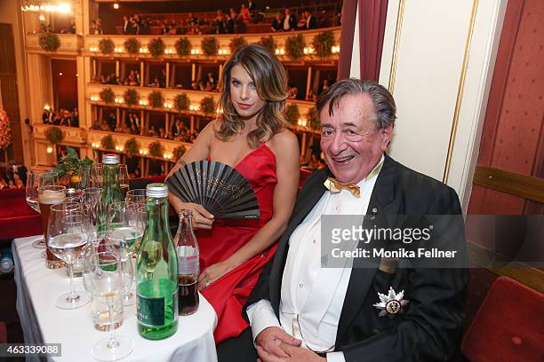 Elisabetta Canalis and Richard Lugner attend the traditional Opera Ball Vienna at State Opera Vienna on February 12, 2015 in Vienna, Austria.