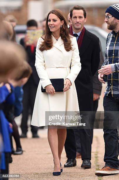 Catherine, Duchess of Cambridge, Royal Patron of the 1851 Trust, visits Portsmouth to see the progress on the new home of Ben Ainslie Racing and the...