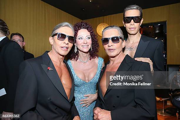 The Botox Boys, Arnold, Oskar, Florian Wess, and Christina Lugner attend the Champagne And Oyster Reception in Hotel Le Meridien on February 12, 2015...