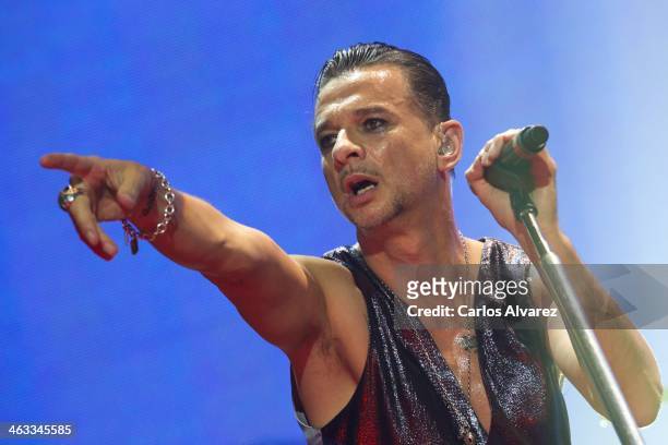 Dave Gahan of Depeche Mode performs on stage at the Palacio de los Deportes on January 17, 2014 in Madrid, Spain.