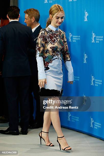 Lily James attends the 'Cinderella' photocall during the 65th Berlinale International Film Festival at Grand Hyatt Hotel on February 13, 2015 in...