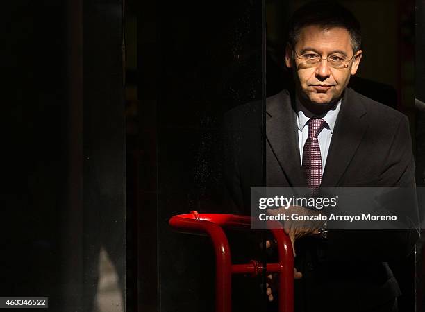 Barcelona president Josep Maria Bartomeu leaves Spain's High Court on February 13, 2015 in Madrid, Spain. FC Barcelona president Josep Maria Bartomeu...