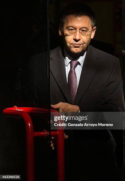 Barcelona president Josep Maria Bartomeu leaves Spain's High Court on February 13, 2015 in Madrid, Spain. FC Barcelona president Josep Maria Bartomeu...