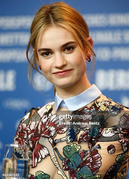 Lily James attends the 'Cinderella' press conference during the 65th Berlinale International Film Festival at Grand Hyatt Hotel on February 13, 2015...