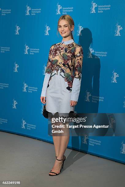Lily James attends the 'Cinderella' photocall during the 65th Berlinale International Film Festival at Grand Hyatt Hotel on February 13, 2015 in...