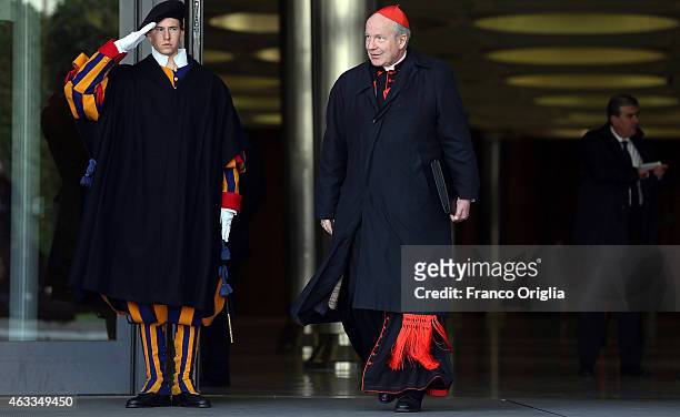 Archbishop of Vienna cardinal Christoph Schonborn leaves the Synod Hall at the end of the Extraordinary Consistory for the creation of new cardinals...