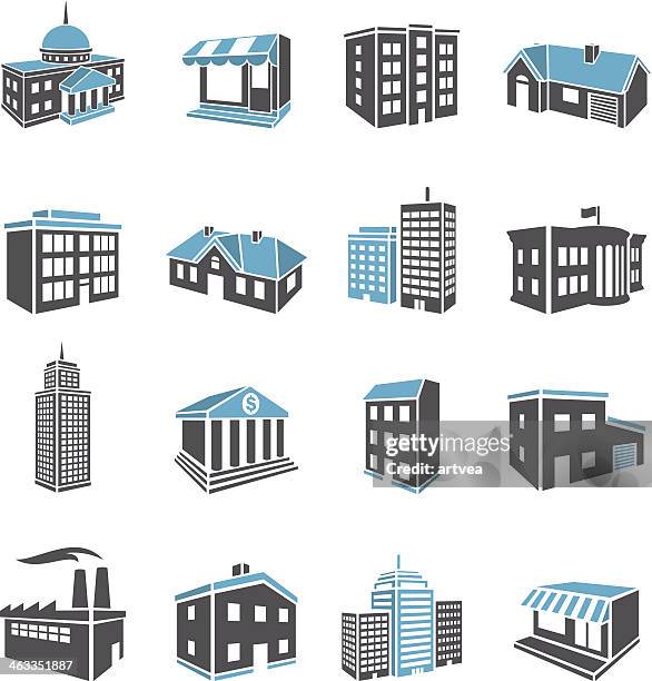 3d buildings - company headquarters stock illustrations