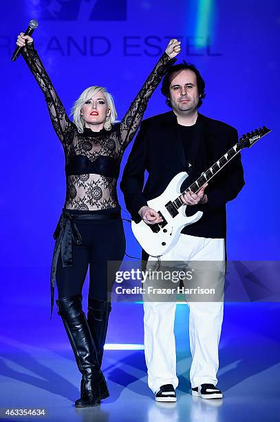 Designers Estel Day and Mark Tango perform on the runway at the Mark And Estel fashion show during Mercedes-Benz Fashion Week Fall 2015 at The Salon...