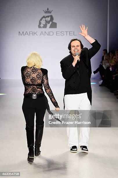 Designers Estel Day and Mark Tango perform on the runway at the Mark And Estel fashion show during Mercedes-Benz Fashion Week Fall 2015 at The Salon...