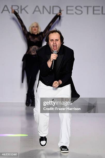 Designers Estel Day and Mark Tango perform on the runway at the Mark And Estel fashion show during Mercedes-Benz Fashion Week Fall 2015 at The Salon...