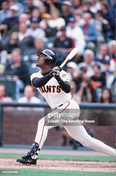 Eric Davis of the San Francisco Giants bats against the Los Angeles Dodgers at Pacific Bell Park on October 7, 2001 in San Francisco, California.