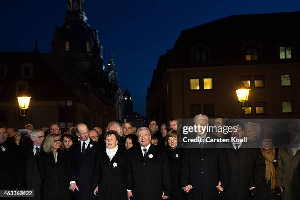 Prince Edward, Duke of Kent, Helma Orosz, Major of Dresden, German President Joachim Gauck, Daniela Schadt and Stanislav Tillich, Governeuer of...