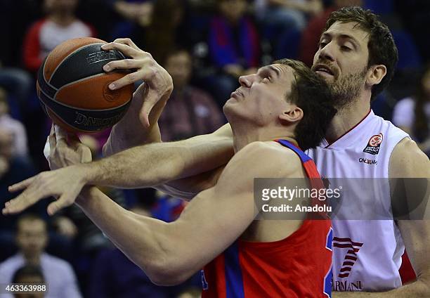 Alexander Kaun of CSKA Moscow in action during the Turkish Airlines Euroleague Basketball Top 16 Group F game between CSKA Moscow and EA7 Emporio...