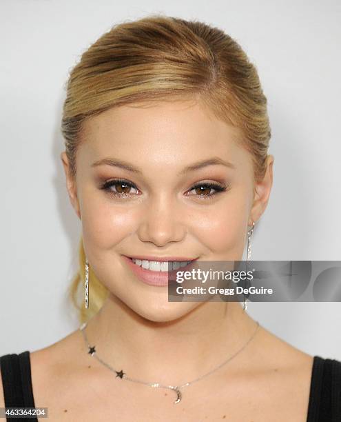 Actress Olivia Holt arrives at the Los Angeles screening of "The Duff" at TCL Chinese 6 Theatres on February 12, 2015 in Hollywood, California.