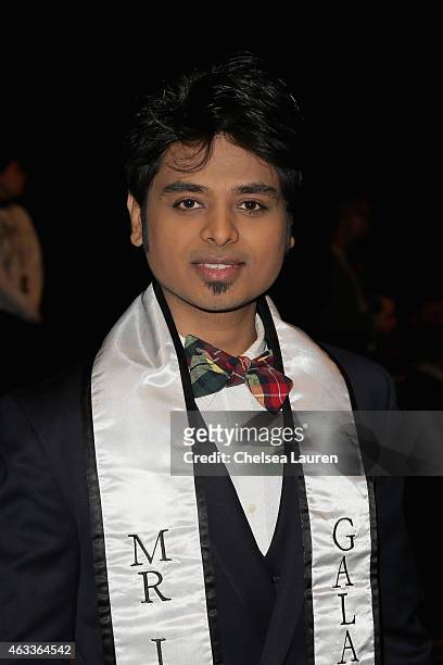 Mr. India Galaxy Prakash Patil attends the Mongol fashion show during Mercedes-Benz Fashion Week Fall 2015 at The Theatre at Lincoln Center on...