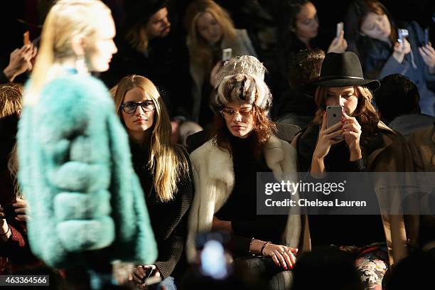 Alex Merrell attends the Mongol fashion show during Mercedes-Benz Fashion Week Fall 2015 at The Theatre at Lincoln Center on February 13, 2015 in New...