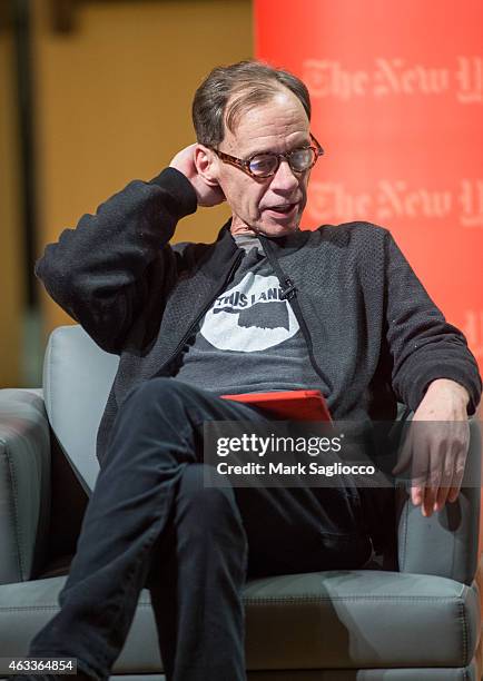 New York Times Columnist David Carr attends the TimesTalks at The New School on February 12, 2015 in New York City.