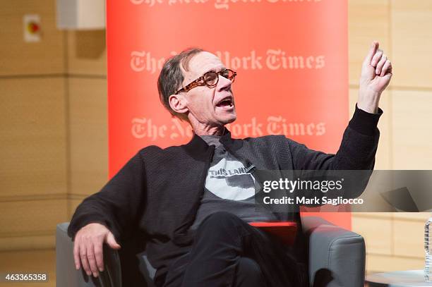 New York Times Columnist David Carr attends the TimesTalks at The New School on February 12, 2015 in New York City. At The New School on February 12,...