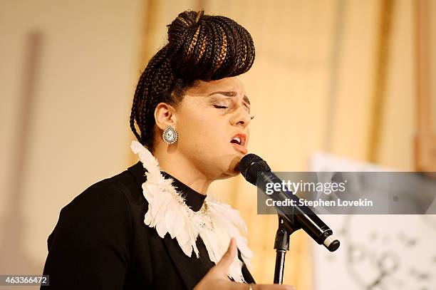 Singer-songwriter Marsha Ambrosius performs at Russell Simmons' Rush Philanthropic Arts Foundation's annual Rush HeARTS Education Valentine's...