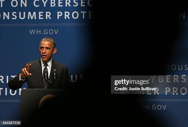 President Barack Obama speaks during the White House Summit on Cybersecurity and Consumer Protection on February 13, 2015 in Stanford, California....