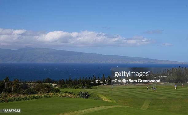 Scenic view of the 17th hole during the second round of the Hyundai Tournament of Champions at the Plantation Course at Kapalua Golf Club on January...