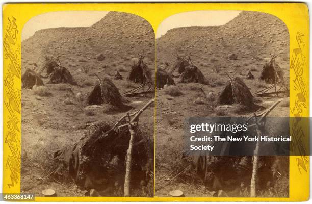 Indian Village, Kai-Vav-Its tribe of the Pai Utes, living on the Kai-bab Plateau, near the Grand Canyon, Powell Expedition, 1873.