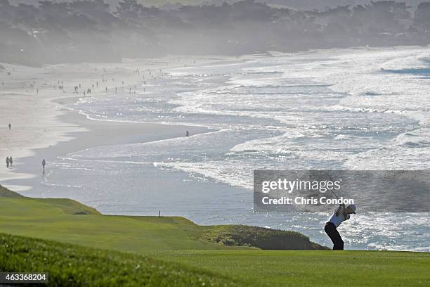 Jimmy Walker plays from the 9th fairway during the second round of the AT&T Pebble Beach National Pro-Am at Pebble Beach Golf Links, Spyglass Hill...