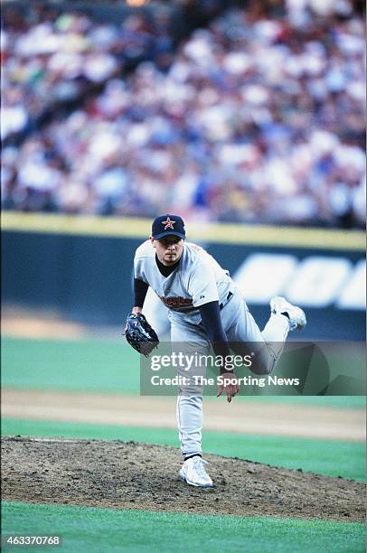 National League All-Star Billy Wagner pitches during the 2001 MLB All-Star Game at Safeco Field on July 10, 2001 in Minneapolis, Minnesota.