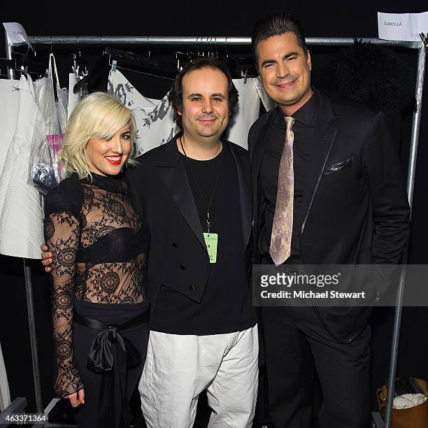 Estel Day, Mark Tango and Rocco Leo Gaglioti attend the Mark And Estel show during Mercedes-Benz Fashion Week Fall 2015 at The Salon at Lincoln...