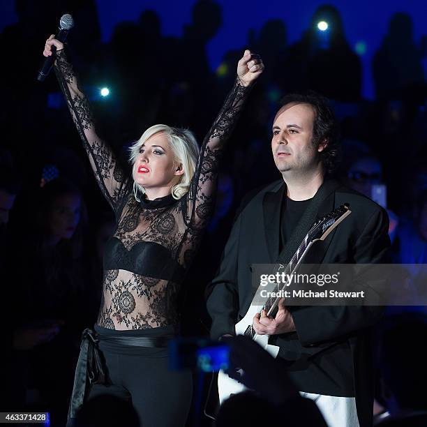 Designers Estel Day and Mark Tango perform during the Mark And Estel show during Mercedes-Benz Fashion Week Fall 2015 at The Salon at Lincoln Center...