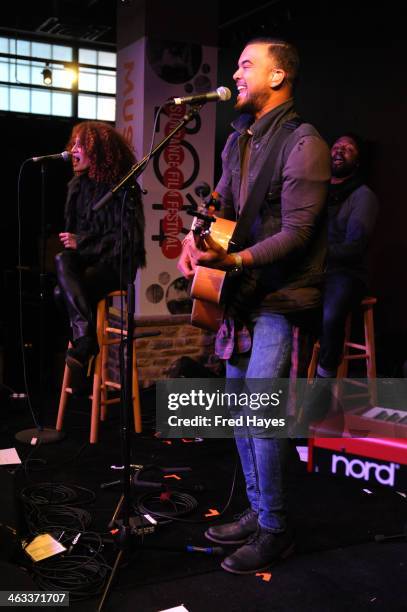 Singer Guy Sebastian performs at the Sundance ASCAP Music Cafe during the 2014 Sundance Film Festival on January 17, 2014 in Park City, Utah.