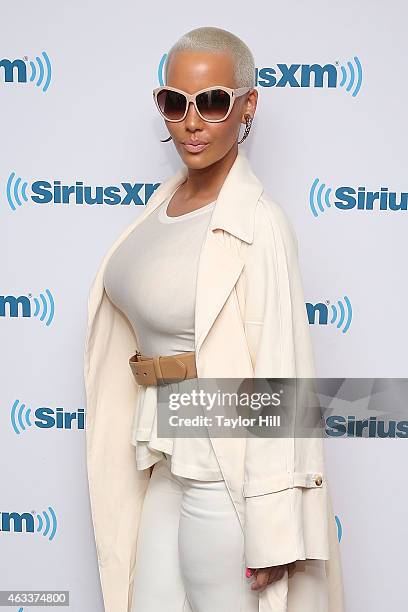 Model Amber Rose visits the SiriusXM Studios on February 13, 2015 in New York City.