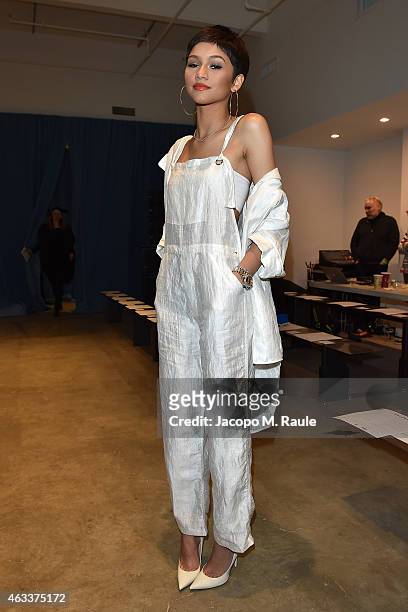 Zendaya Coleman attends Adam Selman Fashion Show at Mercedes-Benz Fashion Week Fall 2015 on February 13, 2015 in New York City.