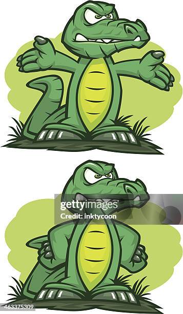 grumpy gator - caiman stock illustrations