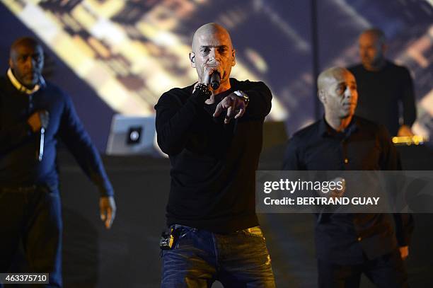 French rapper Akhenaton from the French rap band IAM perform during the 30th Victoires de la Musique, the annual French music awards ceremony, on...