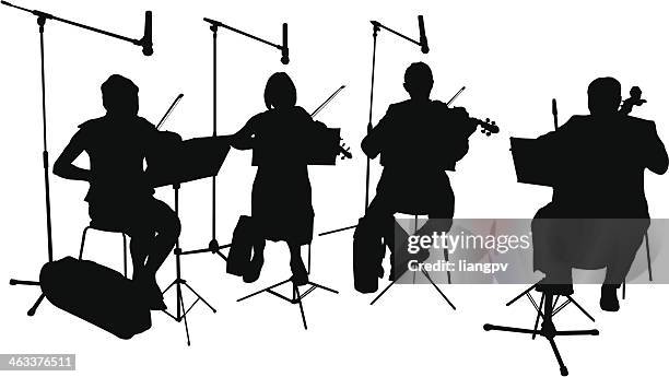 people with cello - string orchestra stock illustrations