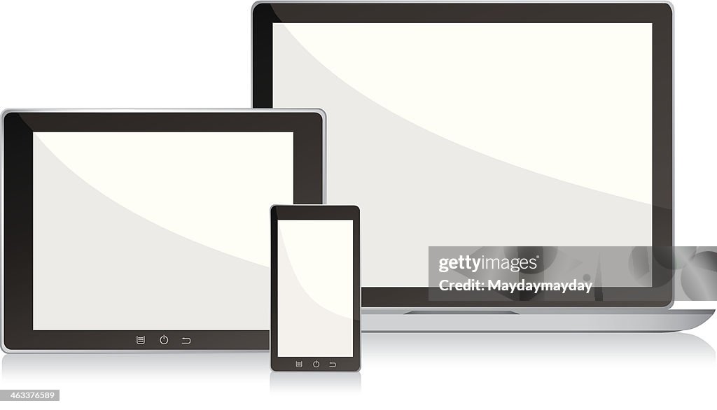 Blank screens laptop, smartphone und tablet pc pc