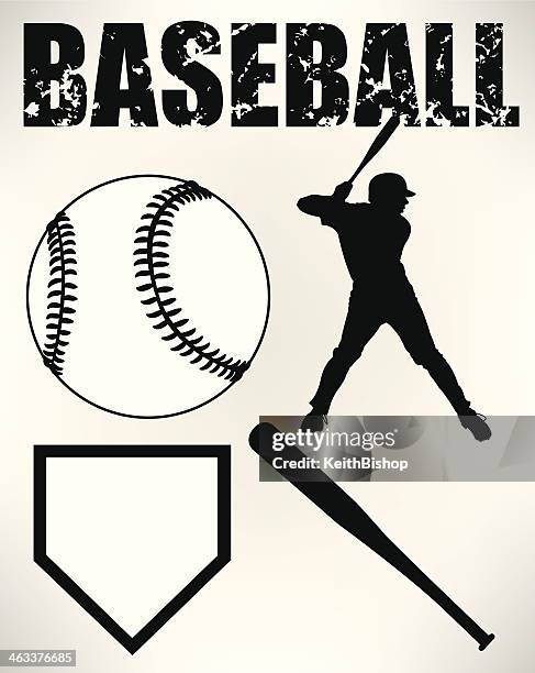 baseball-ausstattung und ausbackteig - einen baseball schlagen stock-grafiken, -clipart, -cartoons und -symbole