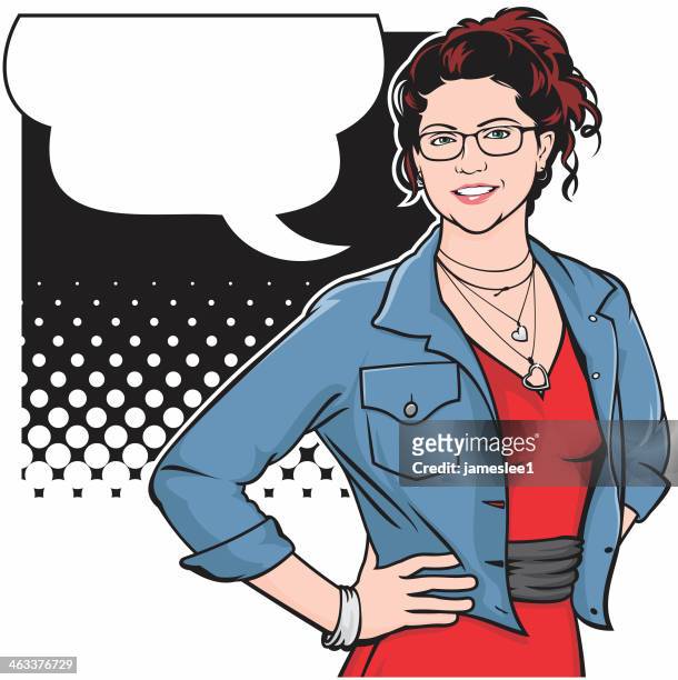 girl with speech bubble - pretty brunette woman cartoon stock illustrations