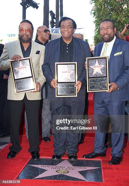 Eddie Holland, Lamont Dozier and Brian Holland of Holland-Dozier-Holland attend The Hollywood Walk of Fame ceremony honoring Brian Holland, Lamont...