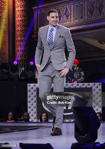 Klay Thompson walks the runway during the NBA All-Star All-Style presented by Samsung Galaxy, the first-ever NBA fashion show executive produced by...