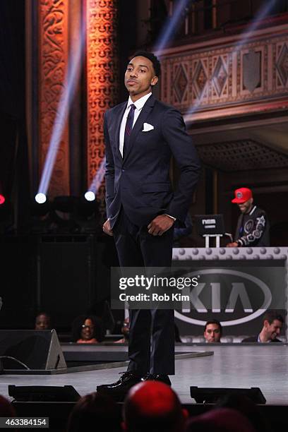 Jeff Teague walks the runway during the NBA All-Star All-Style presented by Samsung Galaxy, the first-ever NBA fashion show executive produced by...