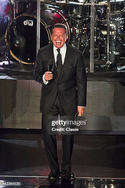 Mexican singer Luis Miguel performs during a show at National Auditorium on February 12, 2015 in Mexico City, Mexico.