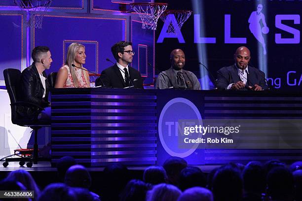 Judges designer John Elliott, WNBA star Elena Delle Donne, GQ editor Will Welch, Inside the NBA analysts Kenny Smith and Charles Barkley are seen on...